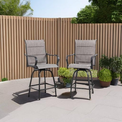 2 Piece Outdoor Patio Swivel Bar Chairs