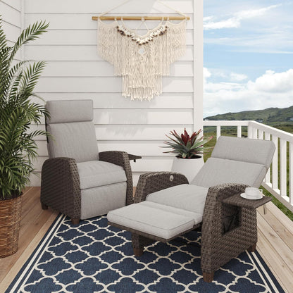 Outdoor Recliner Chair Patio 150° Lay Flat Recliner