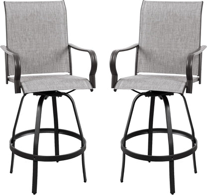 2-Piece Outdoor Patio Swivel Bar Chairs