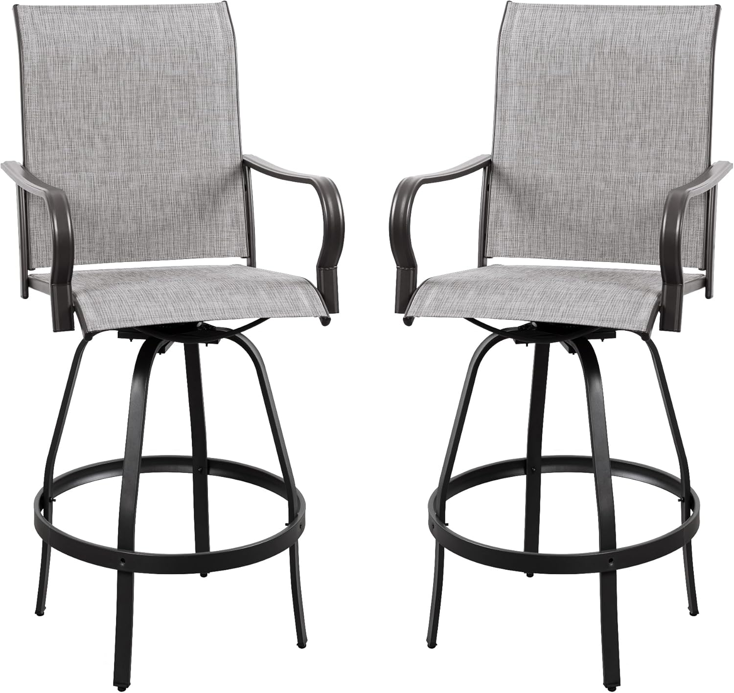2 Piece Outdoor Patio Swivel Bar Chairs