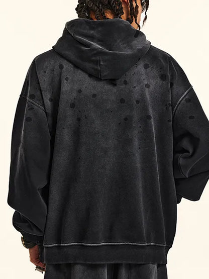 410g Wash Old Dotted Cotton Hoodie