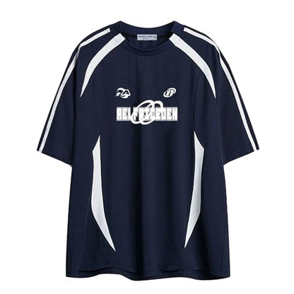 Oversized T Shirt Men 90s Shirt Unisex Streetwear Contrast Color Graphic Tees