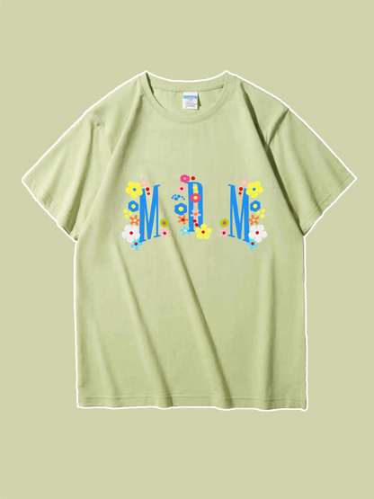 Letter and Floral Graphic T-shirt For Mom