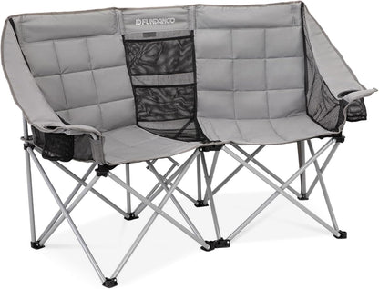 2-Person Folding Camping Chair with Cooler Oversized