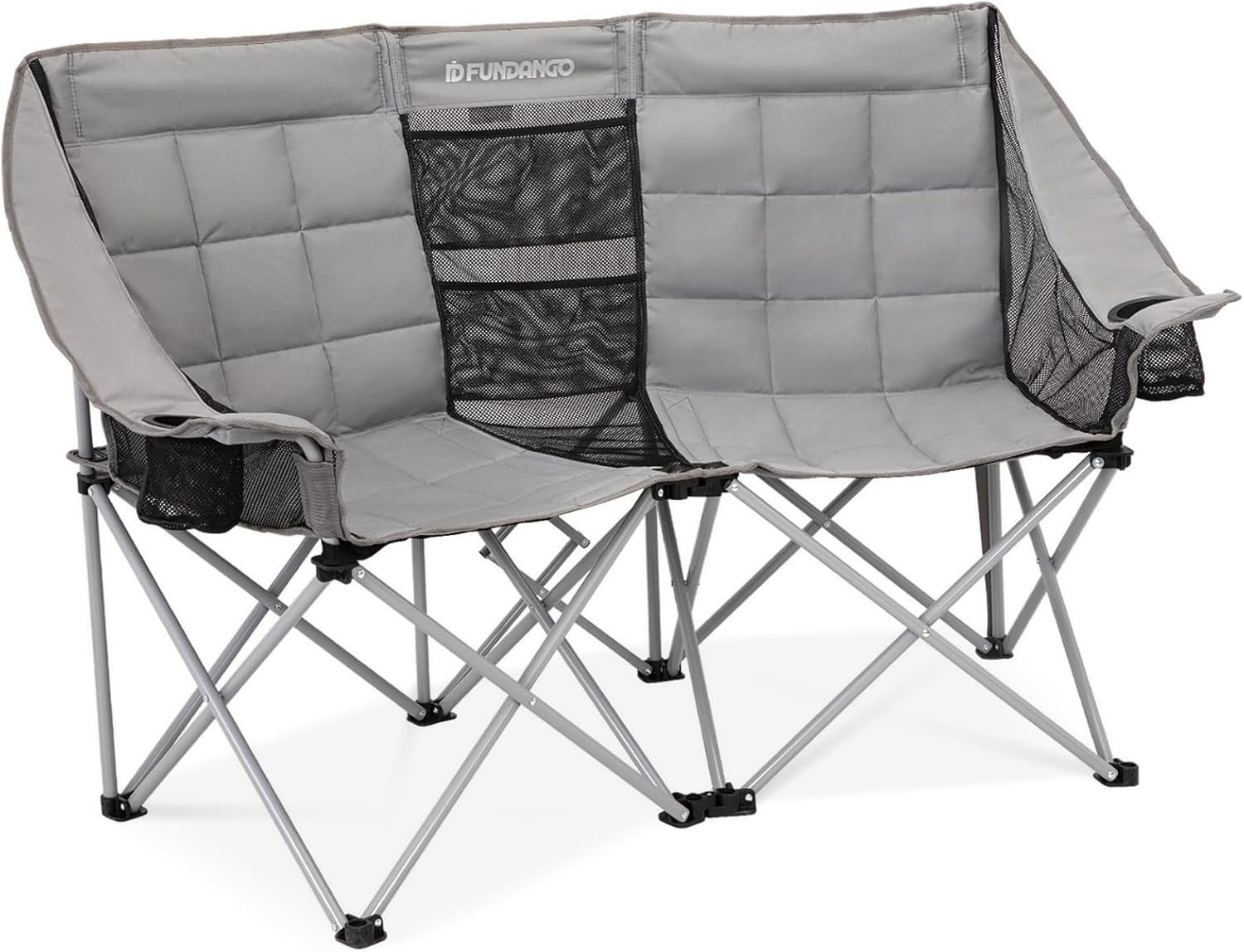 Double Camping Chair with Cooler 2 Person Folding Oversized Loveseat
