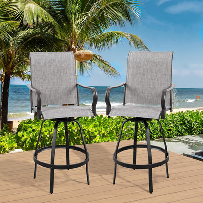 2 Piece Outdoor Patio Swivel Bar Chairs
