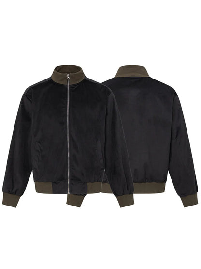 Color Contrast  Zipper Stand-up Collar Jacket for Men