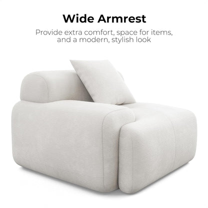 118 Inch L Shaped Modular Sofa with Ottoman Corduroy Beige