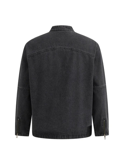 Motorcycle Deconstructed Patchwork Denim Jacket for Men