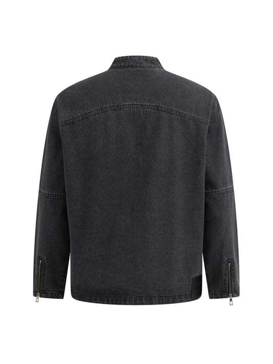 Motorcycle Deconstructed Patchwork Denim Jacket for Men