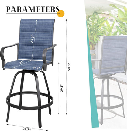 2 Piece Outdoor Patio Swivel Bar Chairs
