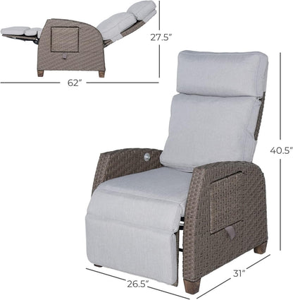 Outdoor Recliner Chair Patio 150° Lay Flat Recliner