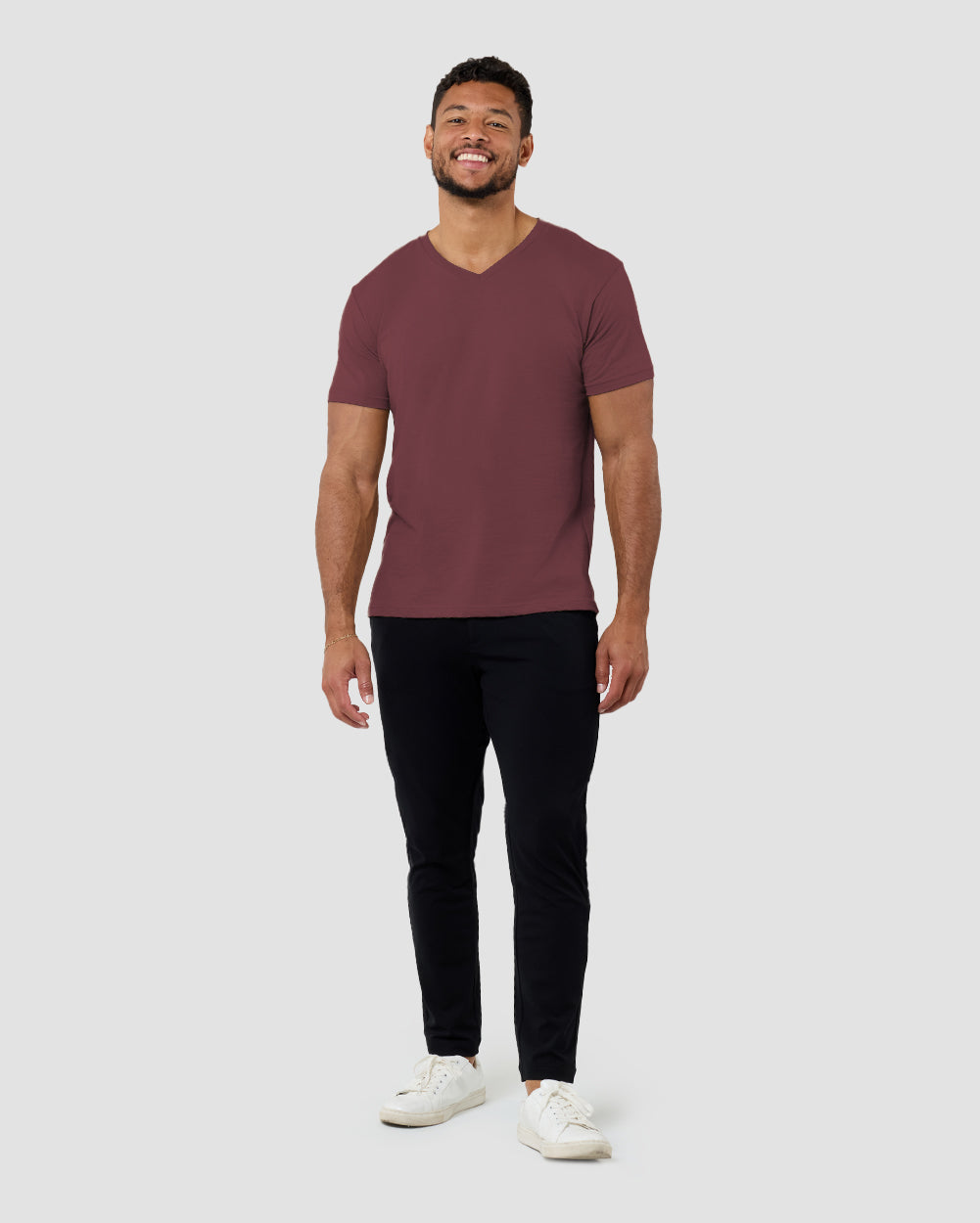 V-Neck Tee Cotton Black T-shirt for Men