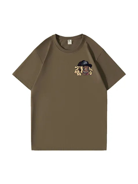 270g Cotton Cartoon Hip-hop Wash Old T-shirt