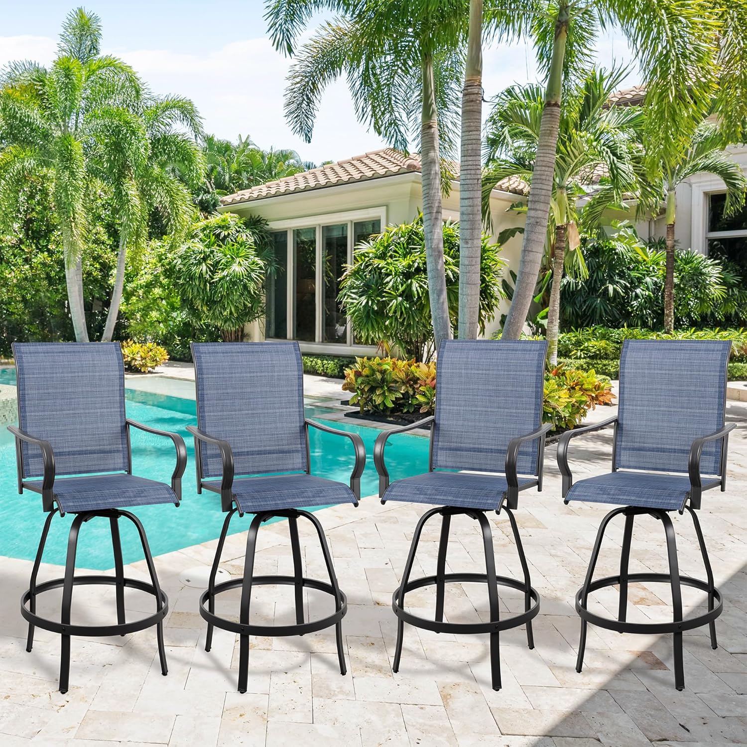2 Piece Outdoor Patio Swivel Bar Chairs
