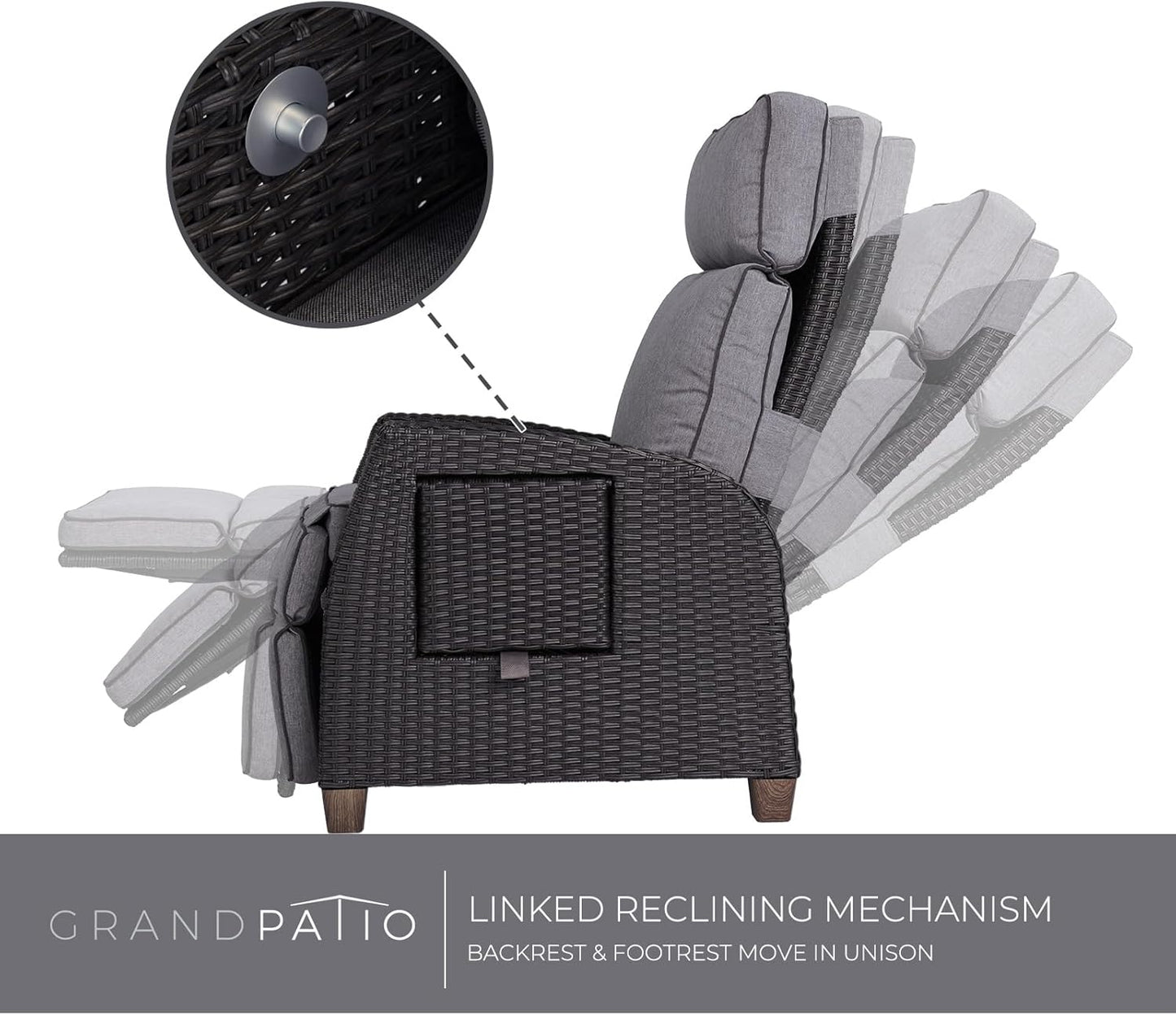 Outdoor Recliner Chair Patio 150° Lay Flat Recliner