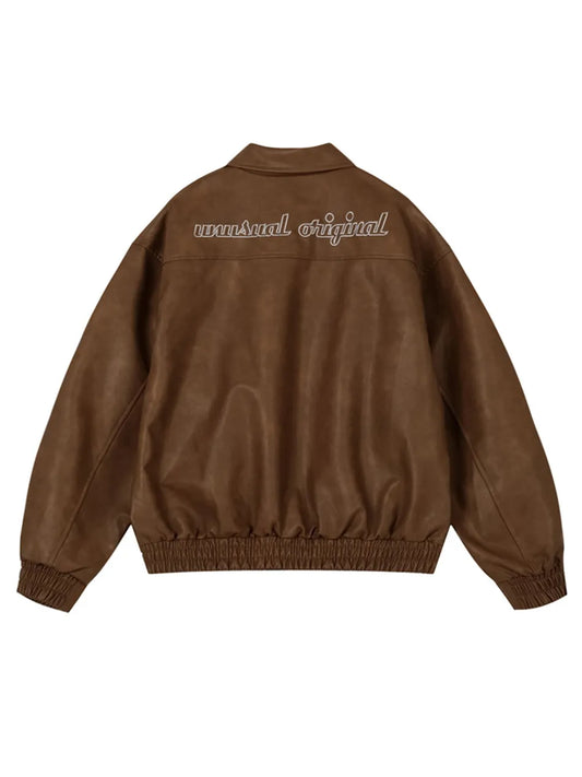 1988 Letter Number PU Leather Jacket for Women