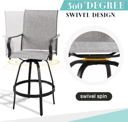 2 Piece Outdoor Patio Swivel Bar Chairs