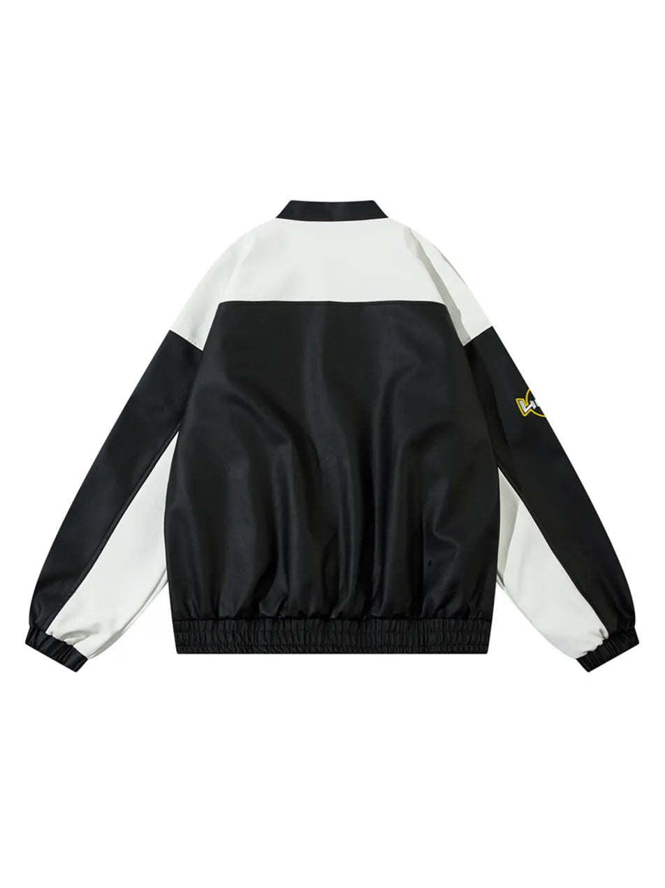 PU Leather Jacket Embroidery Motorcycle Jacket