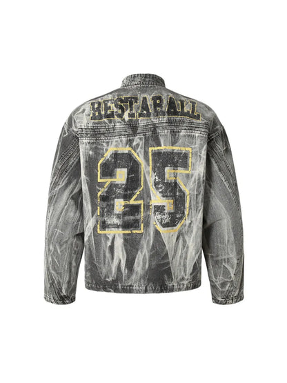 Vintage Wash Made Old Printed Jacket for Man