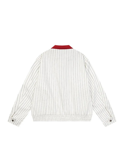 Striped Patchwork Baseball Jacket for Women