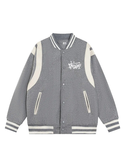 PU Leather  Embroidered Baseball Jacket for Men