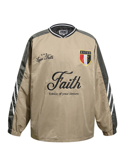 Motorcycle Stripe Splicing Color Contrast V-neck Long Sleeve Sweatshirt for Men
