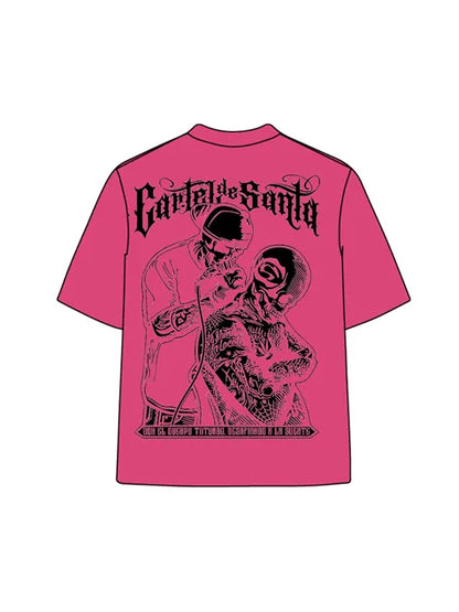 270g Bone Santa Printed Wash Old Cotton T-shirt
