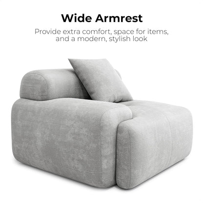 118 Inch L Shaped Modular Sofa with Ottoman Corduroy Beige