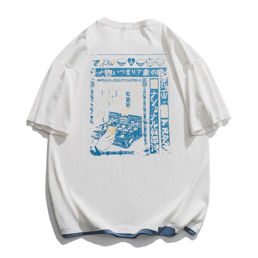 Mens 90s Vintage Oversized Shirts Unisex Harajuku T Shirt Print Graphic Tees