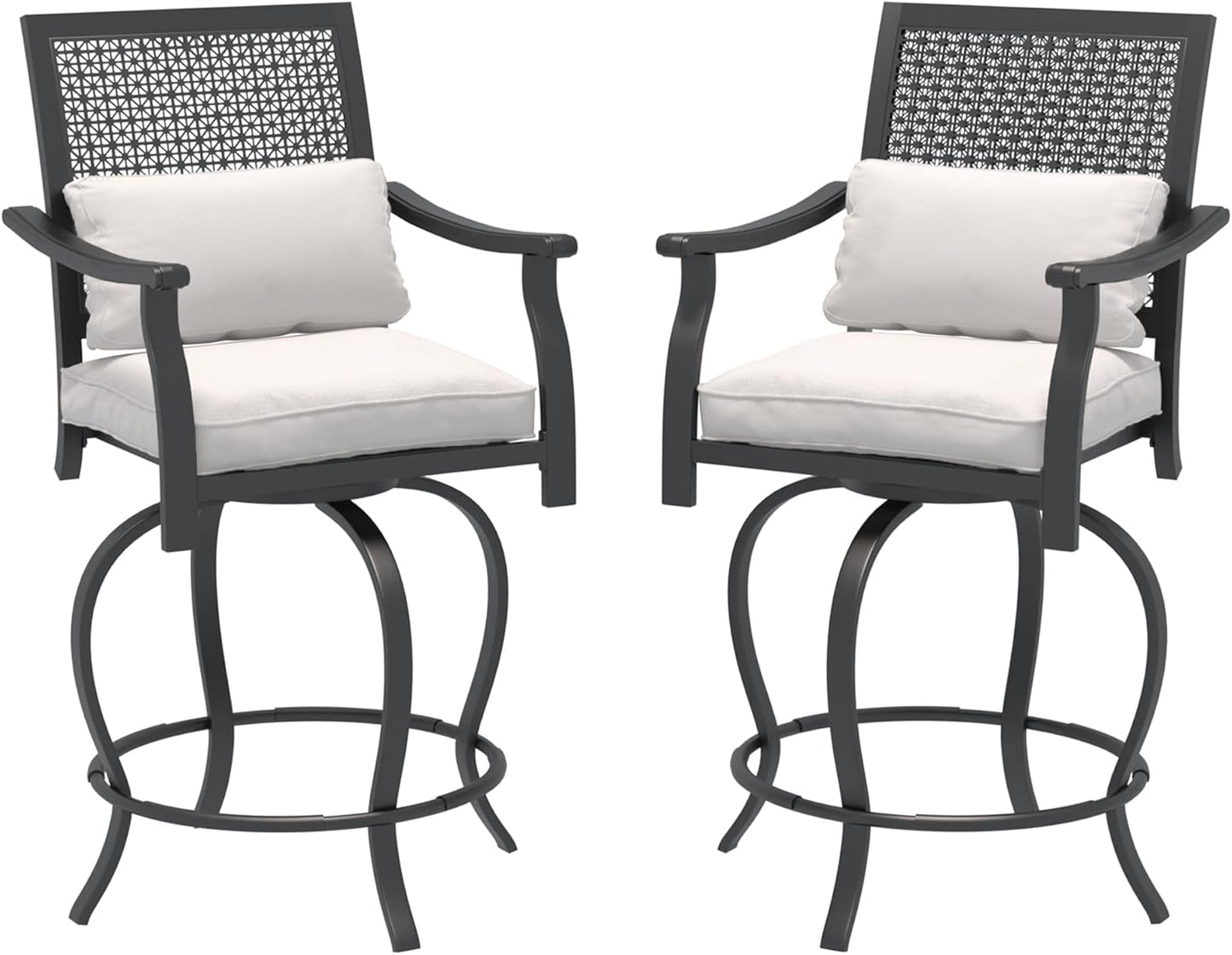 Outdoor Swivel Bar Stools Set of 2 Patio Bar Height Outdoor Chairs
