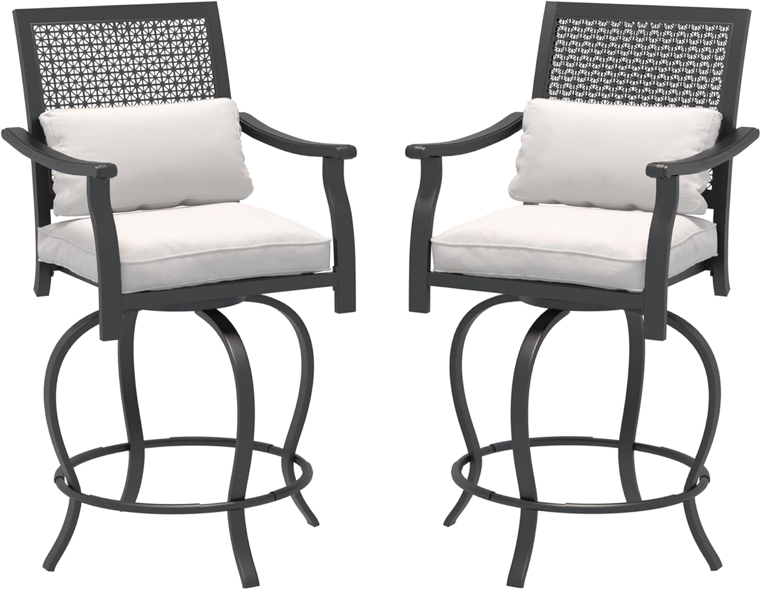 Outdoor Swivel Bar Stools Set of 2 Patio Bar Height Outdoor Chairs
