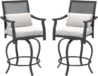 Outdoor Swivel Bar Stools Set of 2 Patio Bar Height Outdoor Chairs