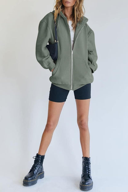 Womens Zip Up Hoodies Long Sleeve Fall Oversized Sweatshirts