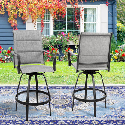 2 Piece Outdoor Patio Swivel Bar Chairs