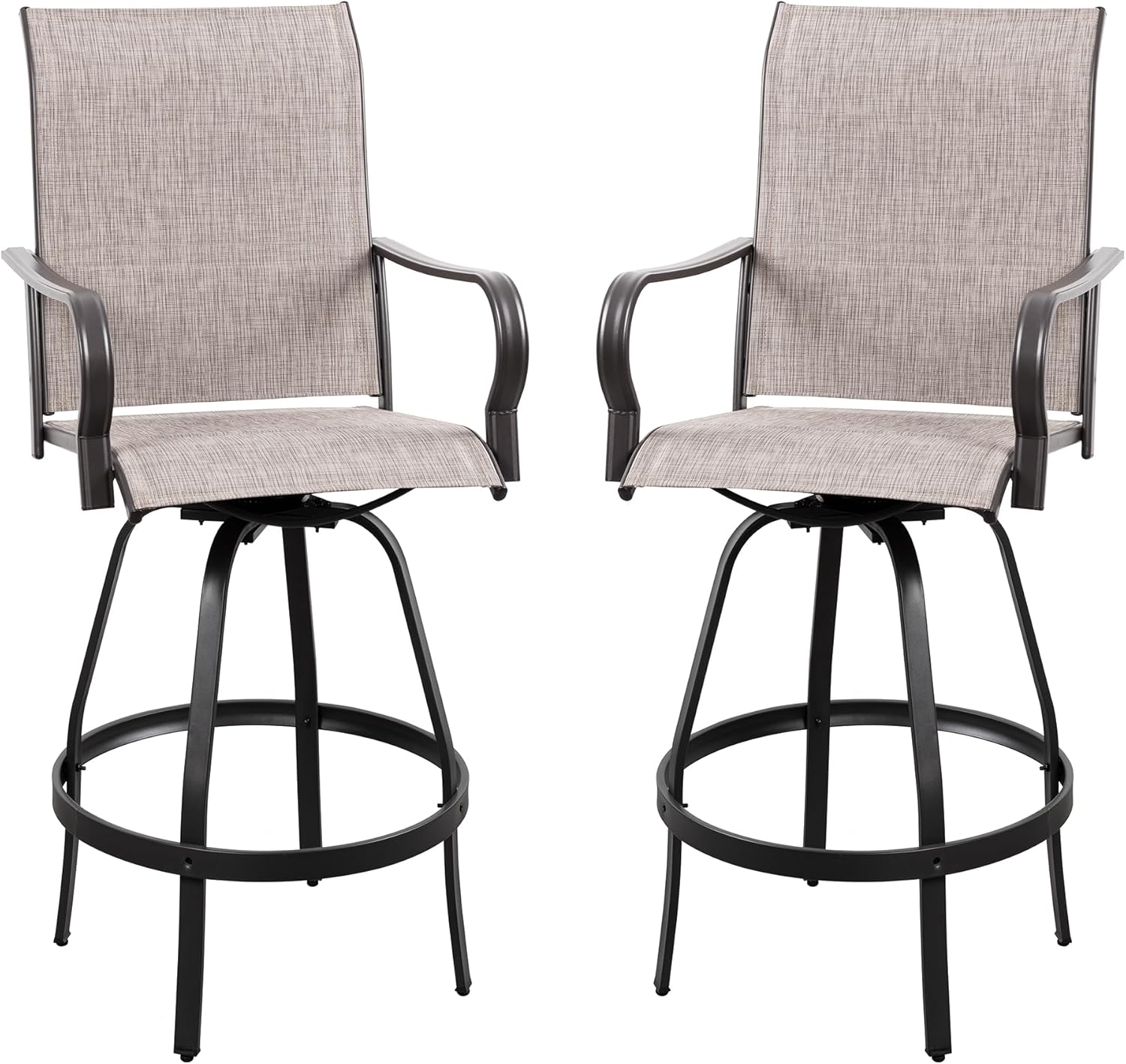2 Piece Outdoor Patio Swivel Bar Chairs