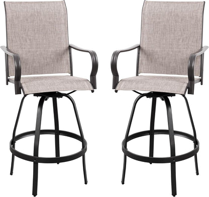2 Piece Outdoor Patio Swivel Bar Chairs