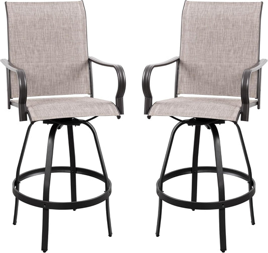 2 Piece Outdoor Patio Swivel Bar Chairs