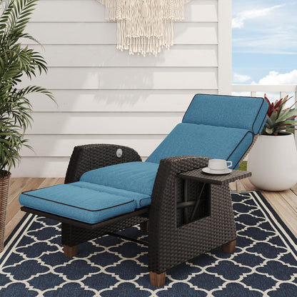 150° Outdoor Recliner Chair for Patio Lay Flat Design