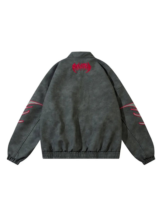 Letter Graphic Long Sleeve PU Leather Jacket for Men