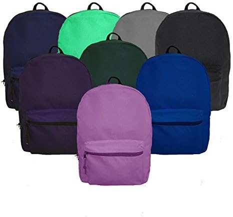 24 Pack 15 Inch Kids Backpacks in Bulk 12 Assorted Colors