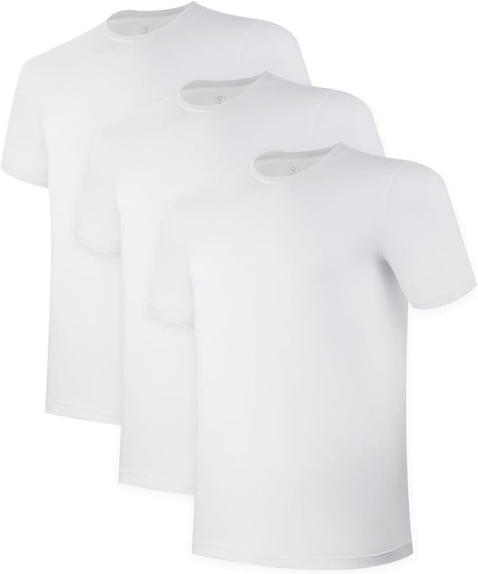 Men's Undershirt Moisture-Wicking T-Shirts Stretch Crewneck Soft Tees for Men,3 Pack