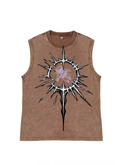 230g Cotton Astronaut Interstellar Wash Old Sleeveless T-shirt