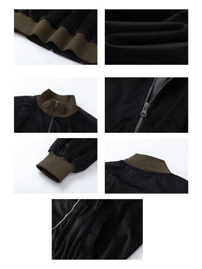 Color Contrast  Zipper Stand-up Collar Jacket for Men