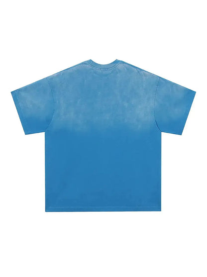 Drop Shoulder Tie Dye Letter Print T-shirt