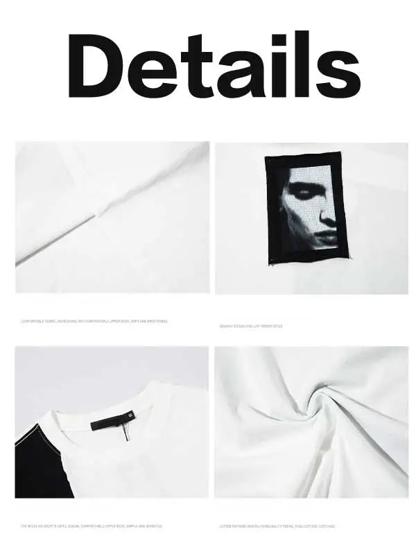 Colorblock Men's Pattern Printed Drop Shoulder T-Shirt