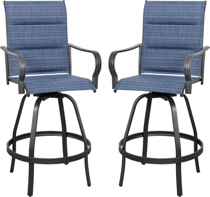 2 Piece Outdoor Patio Swivel Bar Chairs