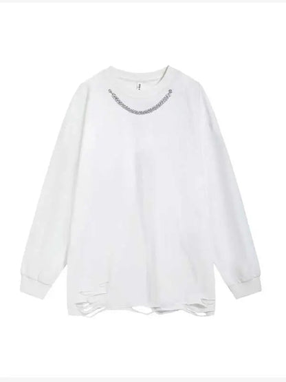 Men's Simple Necklace Long Sleeve T-shirt