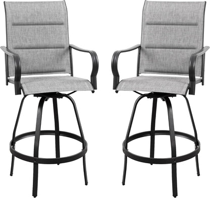 2 Piece Outdoor Patio Swivel Bar Chairs