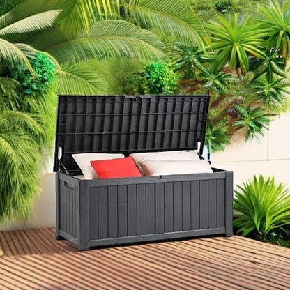 YITAHOME 120 Gallon Large Deck Box Upgraded Resin Outdoor Storage Boxes